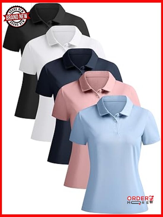 Tops - 5 Pack Women's Polo Shirts Short Sleeve Moisture Wicking Collared Uniform Work
